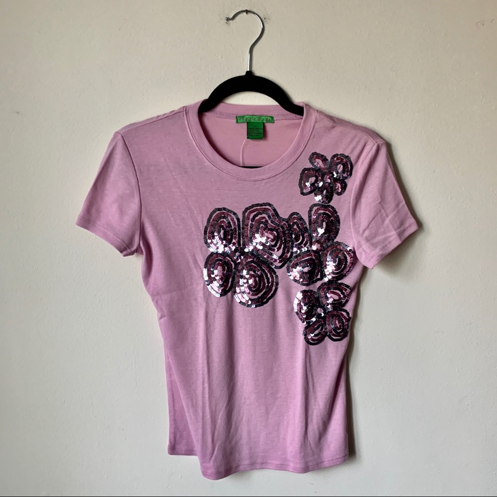 NWOT two girls & a guy Sequinned Tee
